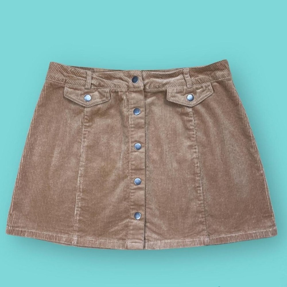 Tan Corduroy Mini Skirt